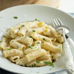 Cremige Pasta mit Parmesan und Petersilie, ein einfaches Gericht, das perfekt zu vielen Rezepten mit Parmesan passt.