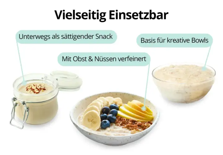 Vielseitiges protein porridge rezept: als Snack, Basis für Bowls oder verfeinert mit Obst & Nüssen.
