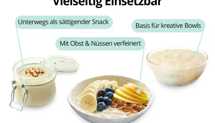 Vielseitiges protein porridge rezept: als Snack, Basis für Bowls oder verfeinert mit Obst & Nüssen.