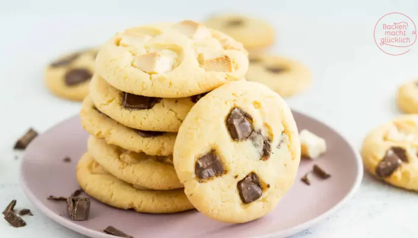 Leckere Chocolate Chip Cookies, wie vom Subway, nach diesem einfachen Rezept gebacken.
