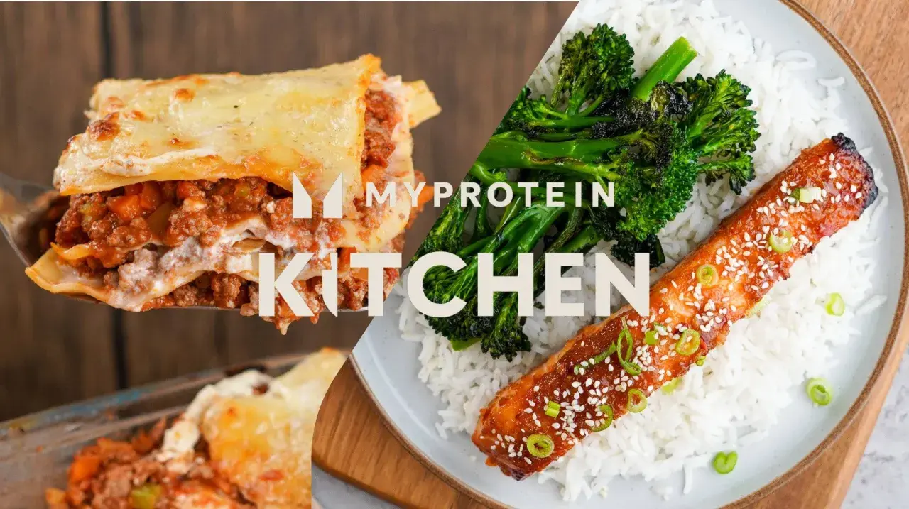 Lasagne und Lachs mit Reis und Brokkoli – leckere proteinreiche Rezepte aus der Myprotein Kitchen.